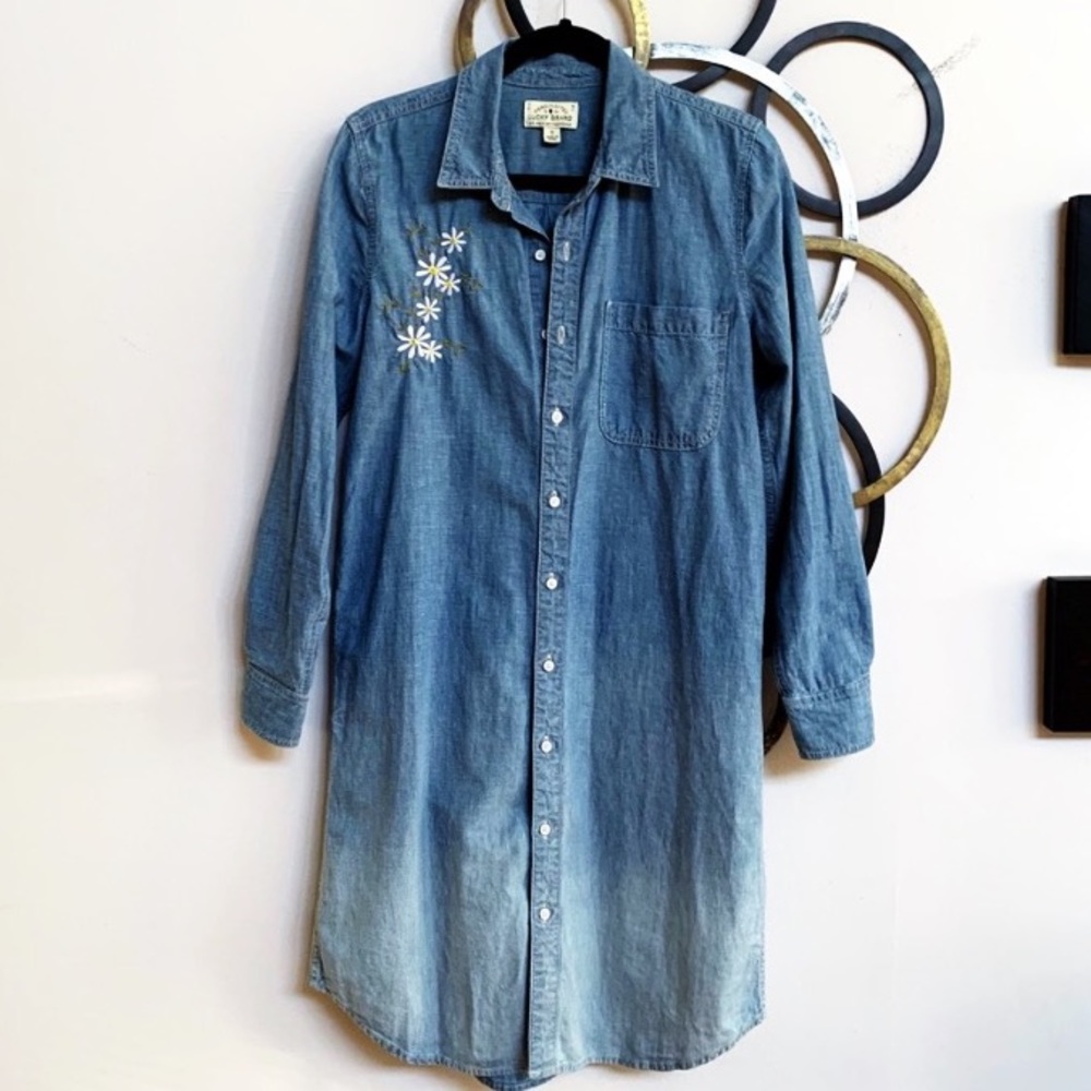 Lucky Brand Embroidered Western Shirt Dress